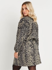 Yours Curve Natural Limited Denim Leopard Print Mini Skirt - Image 6 of 8