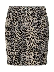 Yours Curve Natural Limited Denim Leopard Print Mini Skirt - Image 8 of 8