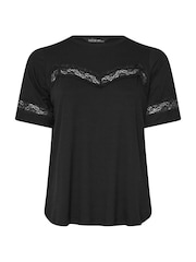 Yours Curve Black Limited Lace Insert Top - Image 5 of 5