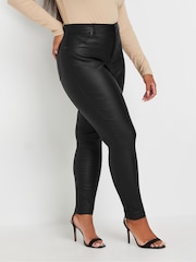 Yours Curve Black Coated AVA Trousers - Image 1 of 5