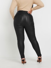 Yours Curve Black Coated AVA Trousers - Image 3 of 5