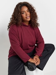 Yours Curve Red Oversized 100% Cotton Hoodie - Image 1 of 5