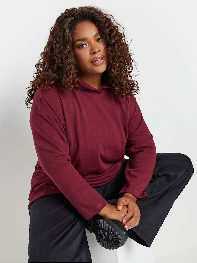 Yours Curve Red Oversized 100% Cotton Hoodie - Image 1 of 5