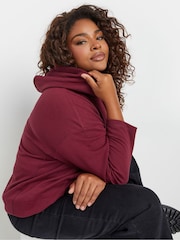 Yours Curve Red Oversized 100% Cotton Hoodie - Image 4 of 5