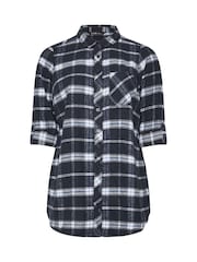Yours Curve Blue Brushed Check 100% Cotton Shirt - Image 6 of 6