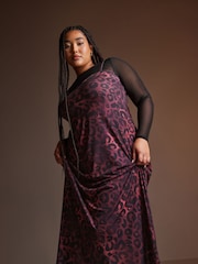 Yours Curve Purple Limited Collection Leopard Print 2-In-1 Dress - Image 2 of 6
