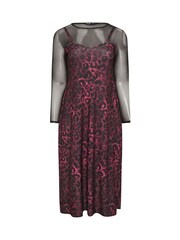 Yours Curve Purple Limited Collection Leopard Print 2-In-1 Dress - Image 6 of 6