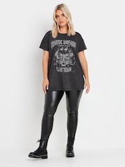 Yours Curve Grey Acid Wash 'Cosmic Dreams' Embellished T-Shirt - Image 2 of 5