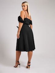 Yours Curve Black London Cold Shoulder Skater Dress - Image 3 of 5