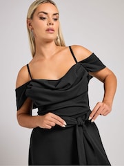Yours Curve Black London Cold Shoulder Skater Dress - Image 4 of 5