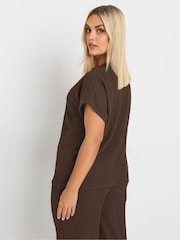 Yours Curve Brown Limited Bubble Tex Top - Image 3 of 5
