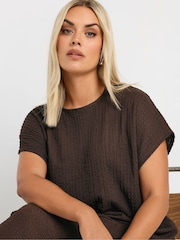 Yours Curve Brown Limited Bubble Tex Top - Image 4 of 5