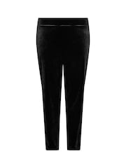 Yours Curve Black Velvet Tapered Trousers - Image 3 of 4