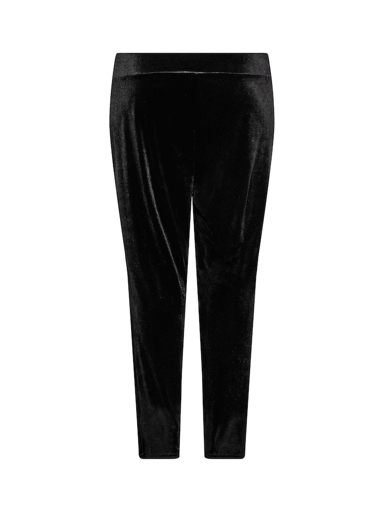 Yours Curve Black Velvet Tapered Trousers - Image 4 of 4