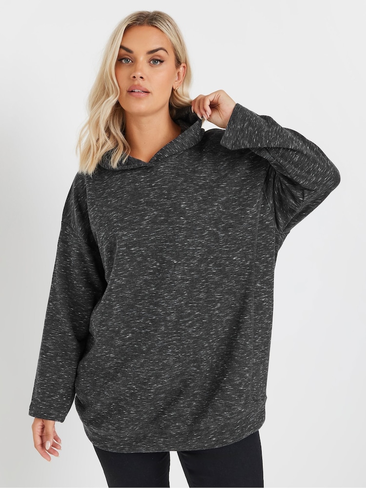 Yours Curve Grey Oversized Hoodie - Image 1 of 5