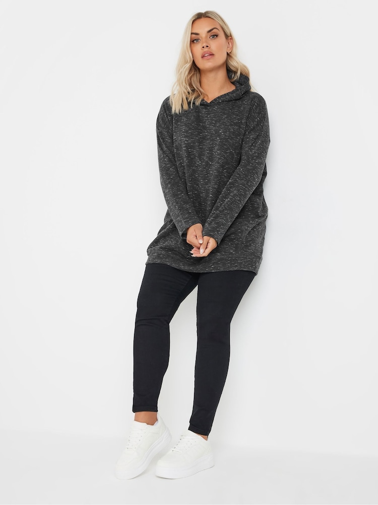 Yours Curve Grey Oversized Hoodie - Image 2 of 5