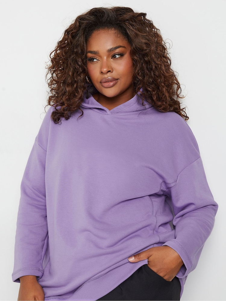 Yours Curve Purple Oversized 100% Cotton Hoodie - Image 7 of 7 Yours Curve Purple Oversized 100% Cotton Hoodie - Image 7 of 7