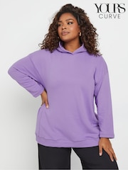 Yours Curve Purple Oversized 100% Cotton Hoodie - Image 1 of 7