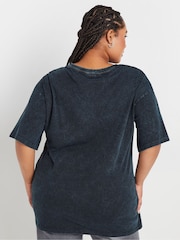 Yours Curve Grey Acid Wash Relaxed 100% Cotton T-Shirt - Image 3 of 5