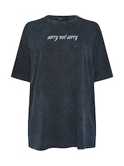 Yours Curve Grey Acid Wash Relaxed 100% Cotton T-Shirt - Image 5 of 5