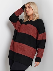 Yours Curve Red Elephant Stripe Jumper - Image 1 of 5
