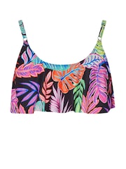 Yours Curve Black Leaf Print Frill Bikini Top - Image 7 of 7