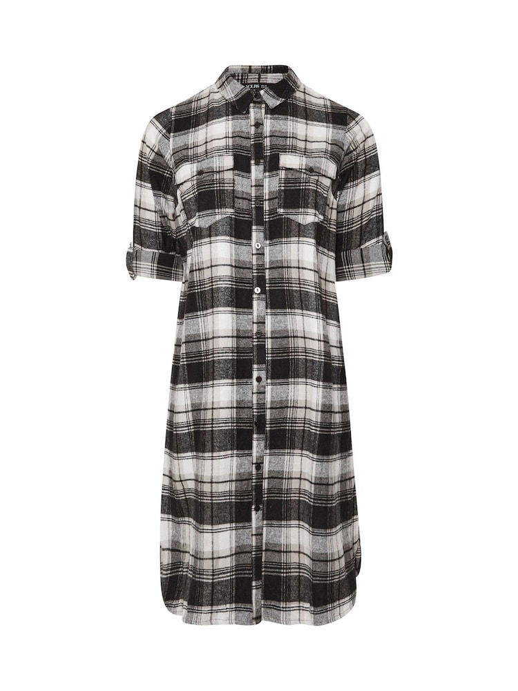 Yours Curve Black Maxi Check 100% Cotton Shirt - Image 5 of 5