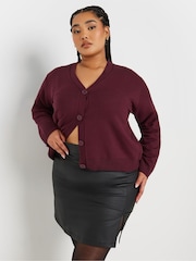 Yours Curve Purple Limited Knitted Cardigan - Image 1 of 5