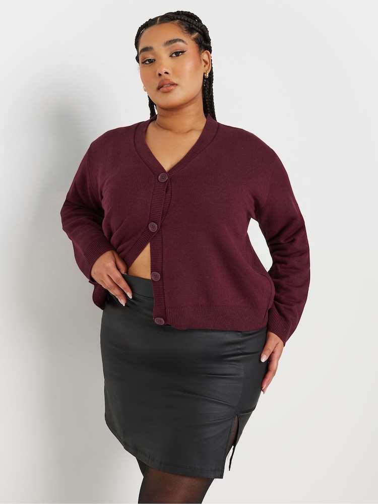 Yours Curve Purple Limited Knitted Cardigan - Image 1 of 5 Yours Curve Purple Limited Knitted Cardigan - Image 1 of 5