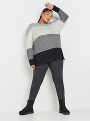Yours Curve Grey Colourblock Jumper - Image 2 of 5