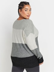 Yours Curve Grey Colourblock Jumper - Image 3 of 5
