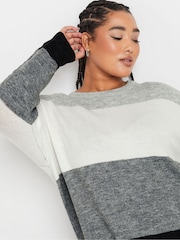 Yours Curve Grey Colourblock Jumper - Image 4 of 5