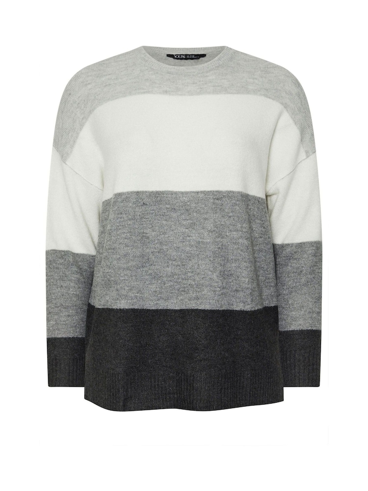 Yours Curve Grey Colourblock Jumper - Image 5 of 5 Yours Curve Grey Colourblock Jumper - Image 5 of 5