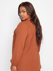 Yours Curve Orange Textured Tunic - Image 1 of 4