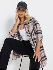 Yours Curve Pink Brushed Check 100% Cotton Shirt - Image 1 of 6