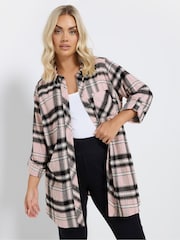 Yours Curve Pink Brushed Check 100% Cotton Shirt - Image 2 of 6