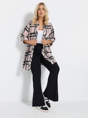 Yours Curve Pink Brushed Check 100% Cotton Shirt - Image 4 of 6