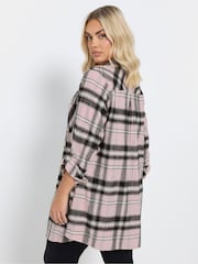 Yours Curve Pink Brushed Check 100% Cotton Shirt - Image 5 of 6