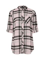 Yours Curve Pink Brushed Check 100% Cotton Shirt - Image 6 of 6