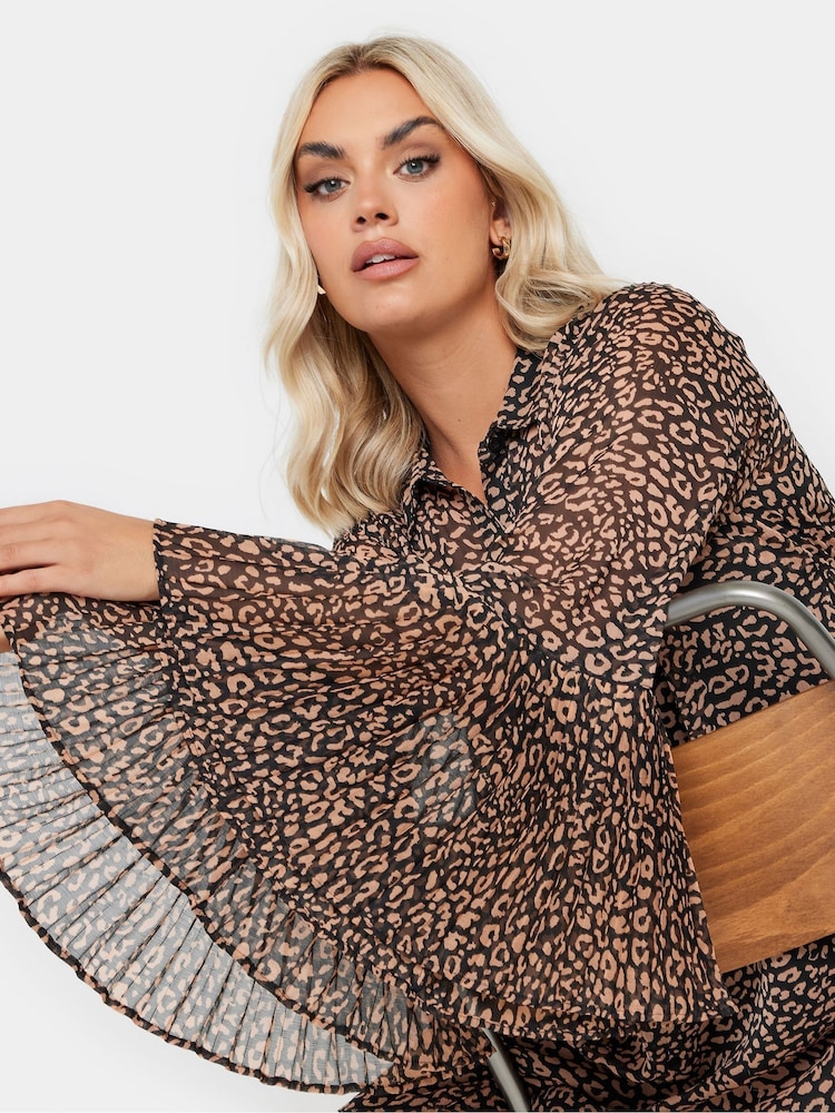 Yours Curve Black Pleated Back Shirt - Image 1 of 5