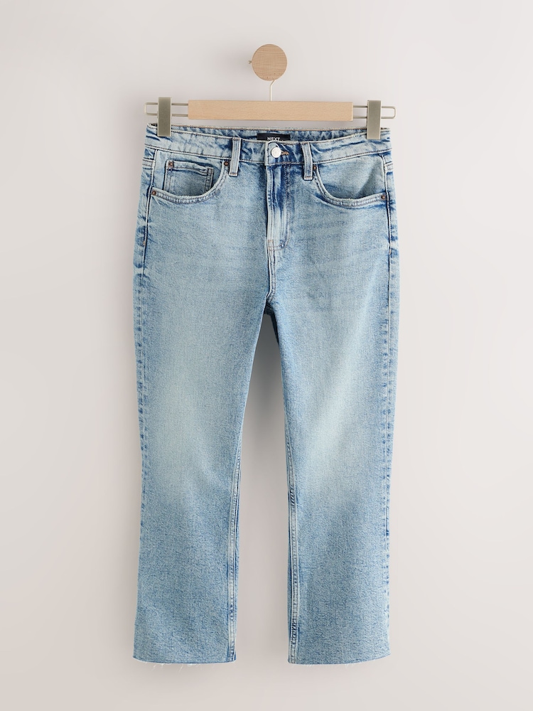 Mid Blue Kick Flare Cropped Comfort Stretch Jeans - Image 1 of 4