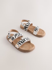 Black/White Zebra Two Strap Sandals - Image 1 of 5