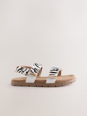 Black/White Zebra Two Strap Sandals - Image 2 of 5