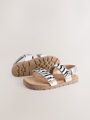 Black/White Zebra Two Strap Sandals - Image 3 of 5