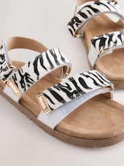 Black/White Zebra Two Strap Sandals - Image 4 of 5