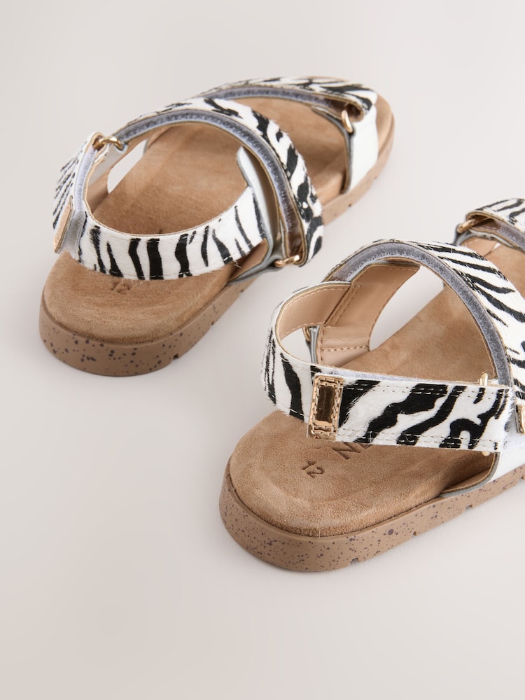 Black/White Zebra Two Strap Sandals - Image 5 of 5