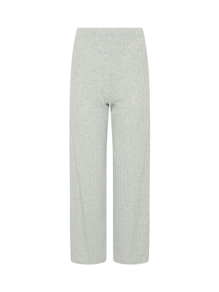 PixieGirl Petite Grey Ribbed Wide Leg Trousers - Image 5 of 5