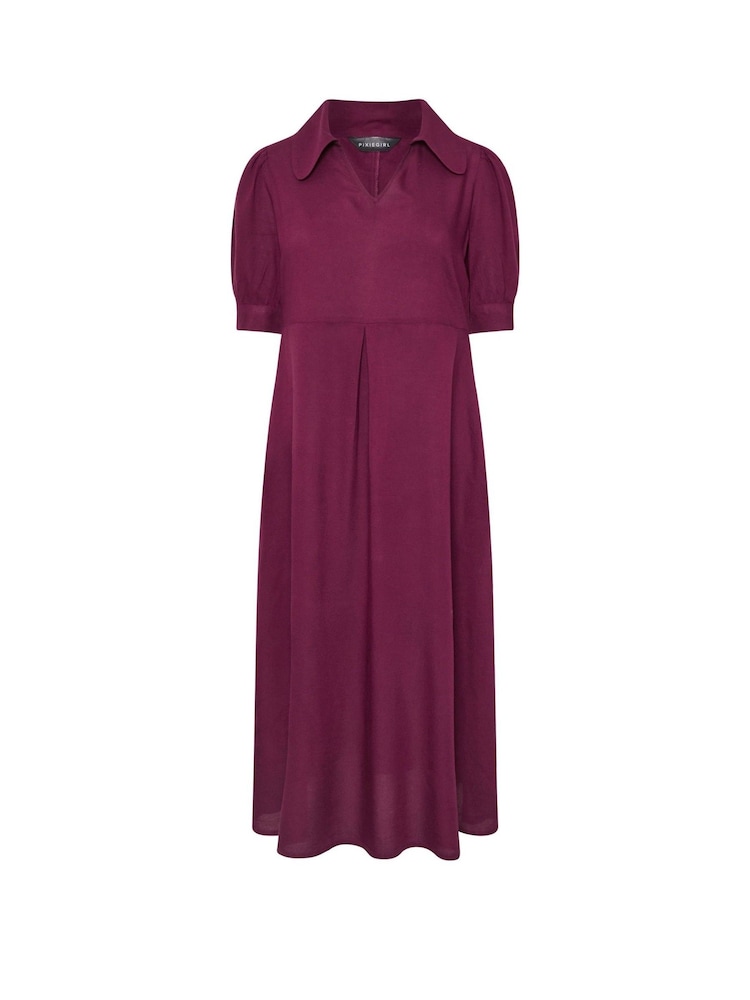 PixieGirl Petite Red Collar Midi Dress - Image 5 of 5