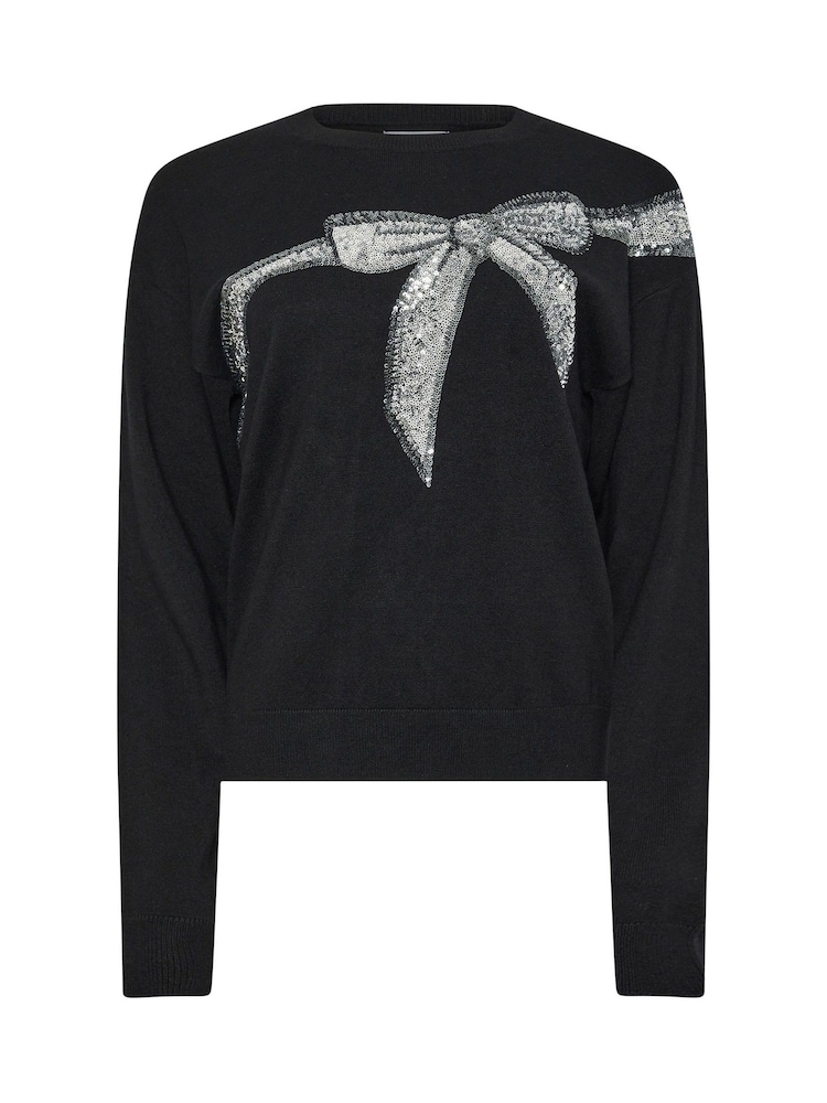 M&Co Black Petite Embellished Jumper - Image 6 of 6