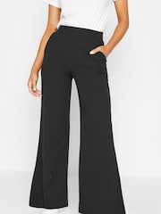 PixieGirl Petite Black Stretch Scuba Wide Leg Trousers - Image 1 of 5